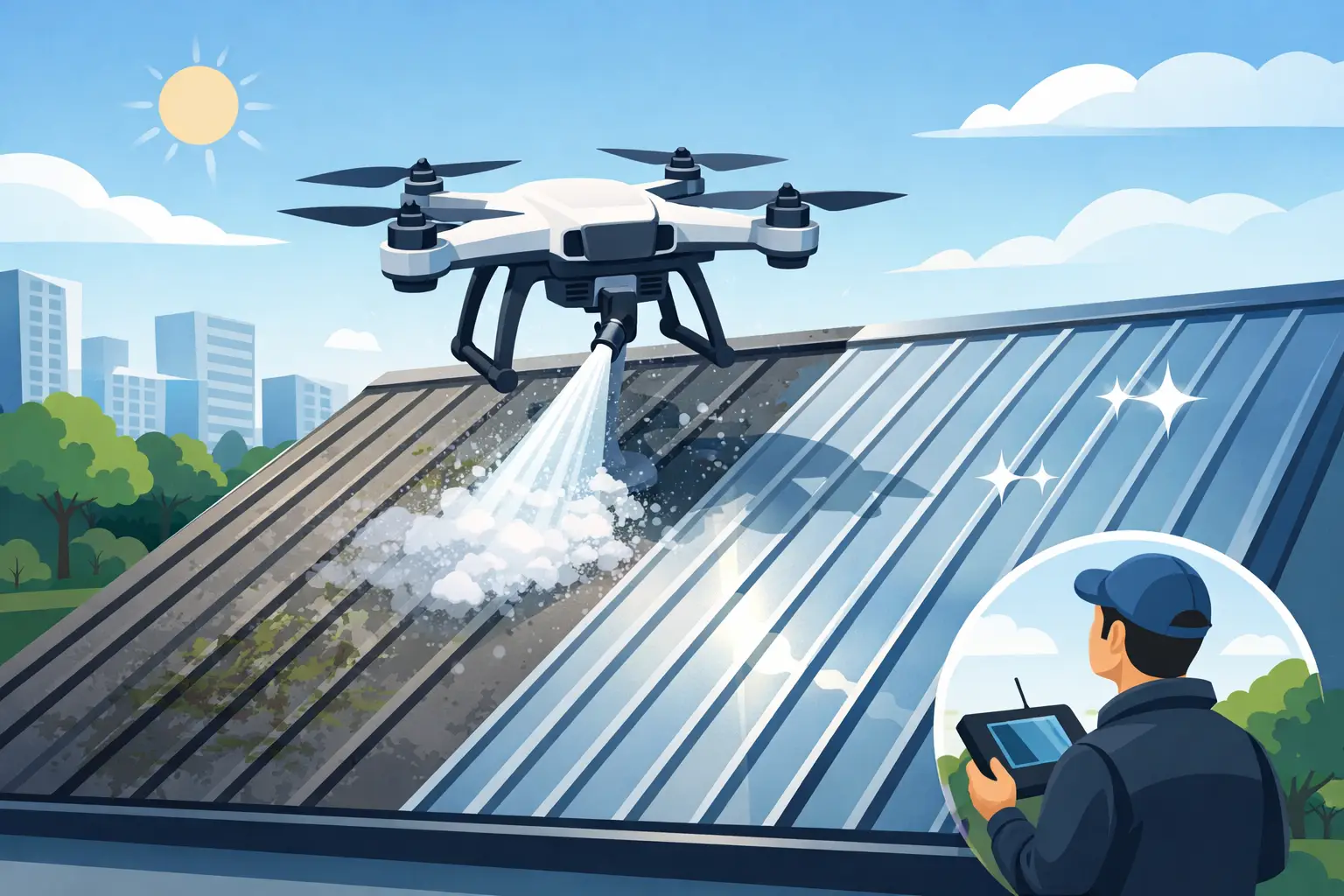 Limpeza de telhado metálico com drone vale a pena?