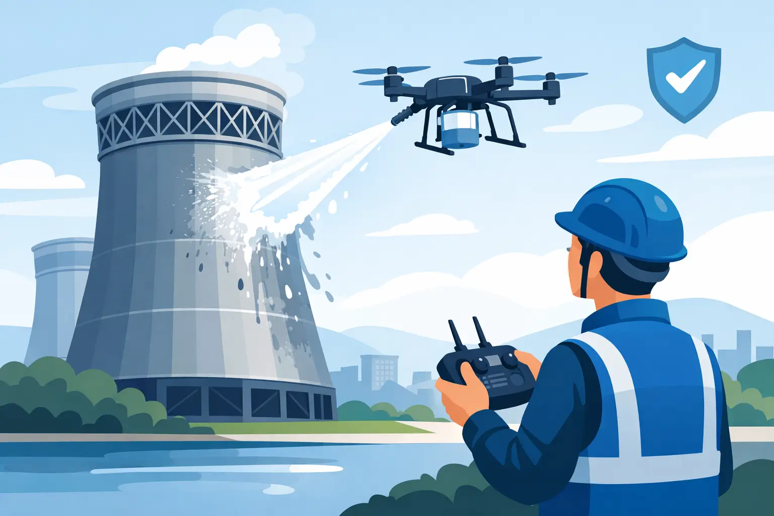 Limpeza de torres com drone com mais segurança