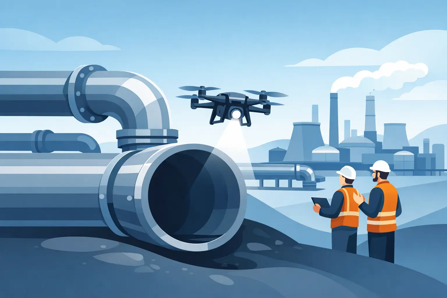 Limpeza de tubulações industriais com drone