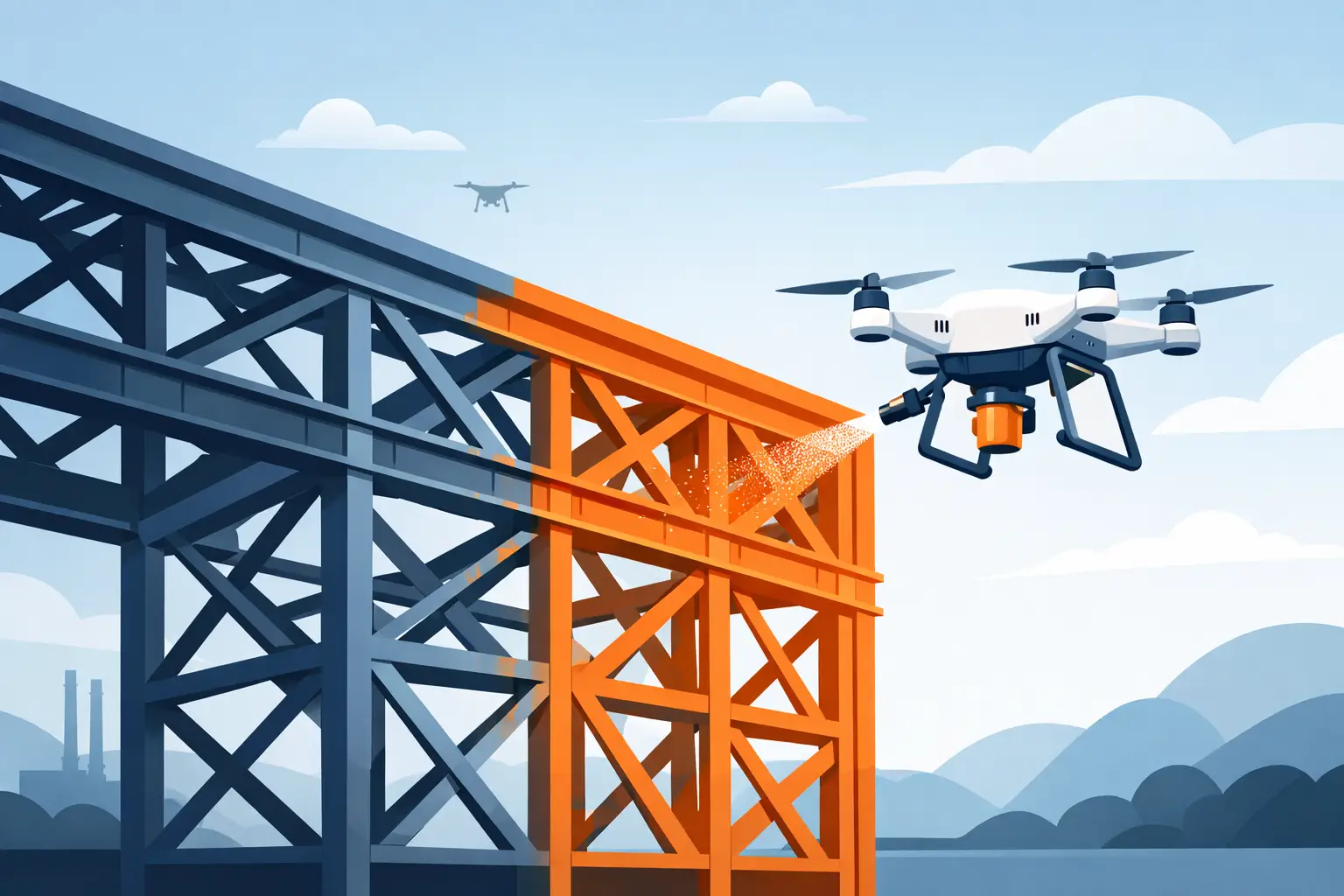 Pintura de estruturas metálicas com drone