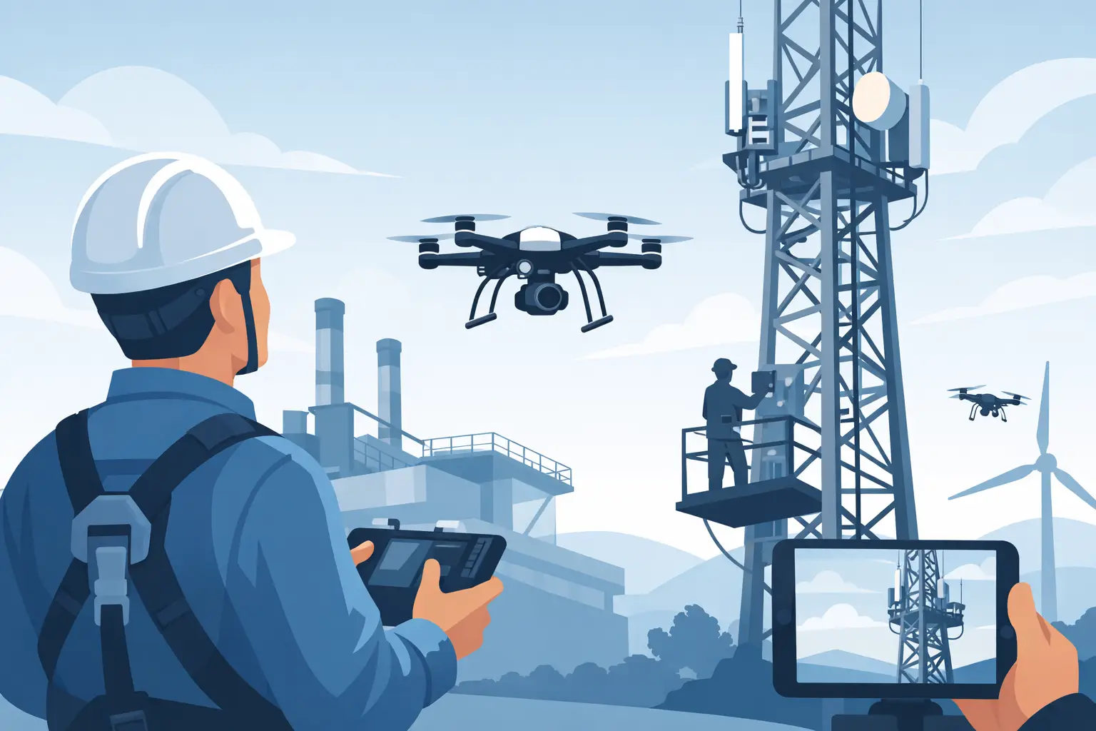Segurança em altura com drones na manutenção