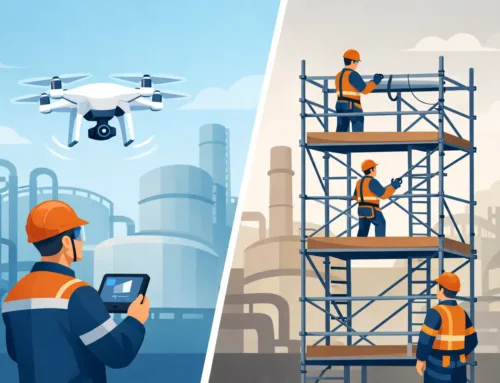 Drone versus andaime industrial na manutenção
